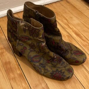 Madewell Floral Patterned Pony Hair Ankle Boots